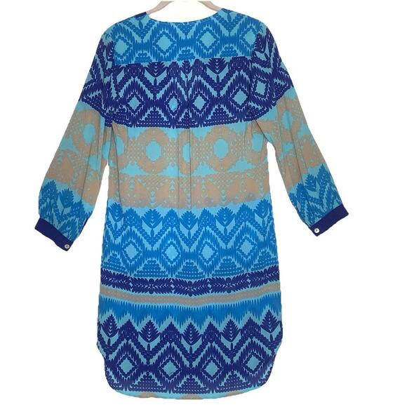 TRINA TURK Silk Blend Mini-Dress Cover-Up XS-S Blue Tunic *Missing Size Tag EUC - Picture 2 of 7